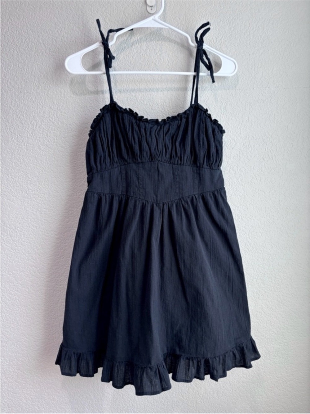 Aerie Gauze Corset Babydoll Black Mini Dress Tie Straps Medium